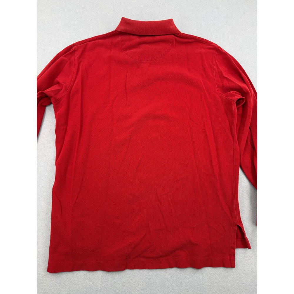 Polo Ralph Lauren Mens L Long‎ Sleeve Pique Polo Red Preppy Casual Ivy - Picture 10 of 11